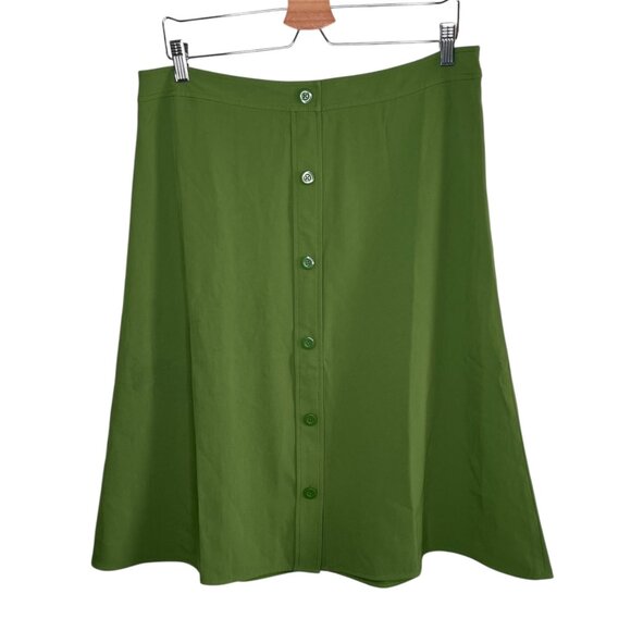 Everlane Womens Go Weave Avocado Green Button-Front A-Line Skirt Size 14 - Picture 1 of 10